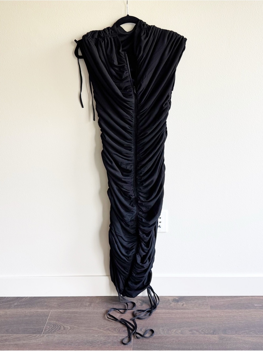 Andrea Iyama Black Ratu Ruched Mesh Dress - Picture 9 of 16